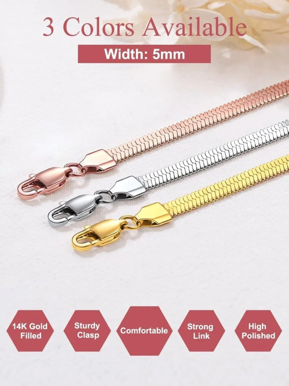 Elegant 14K Gold Plated Herringbone Choker Necklace for Women - Stylish Jewelry
